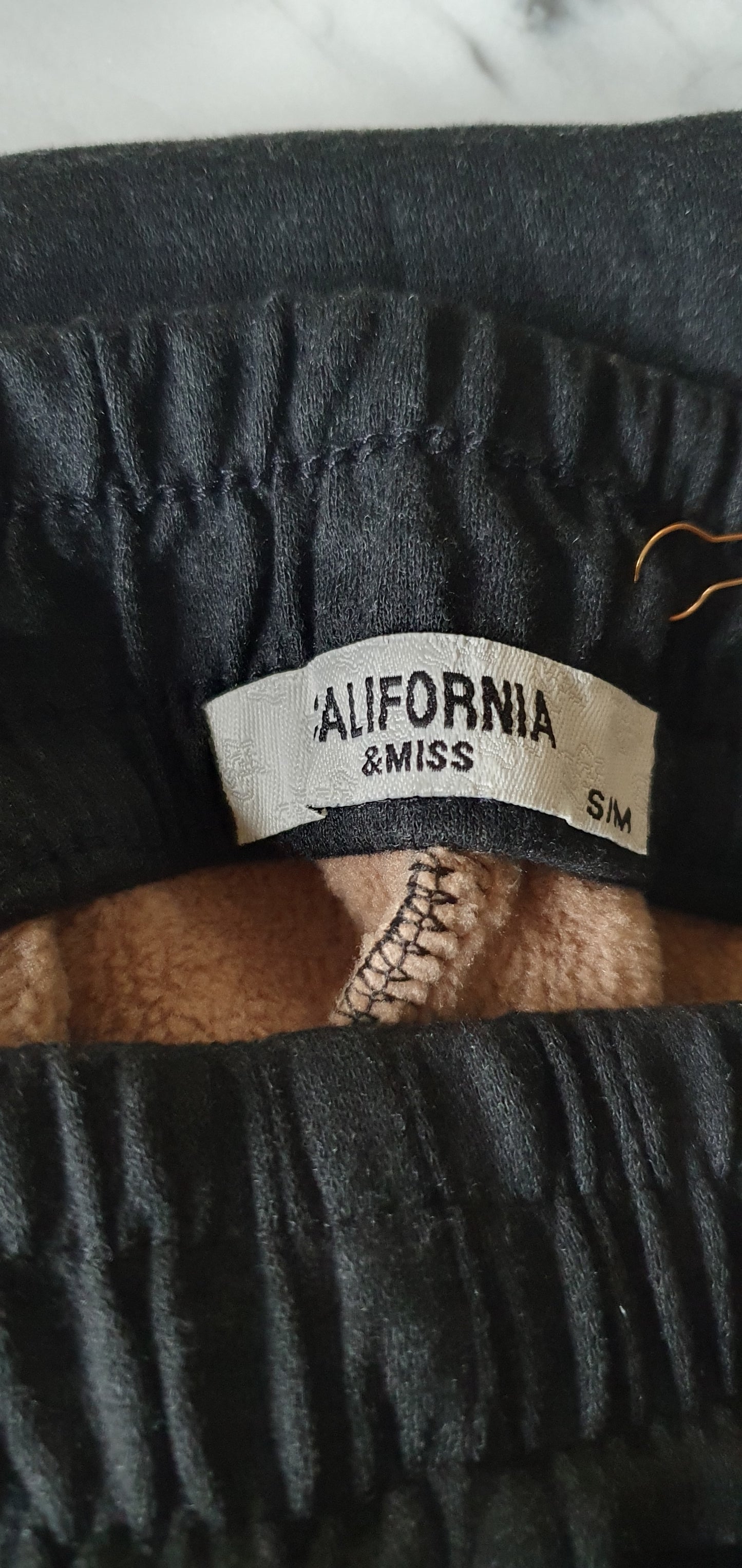 Pantalon casual Noir Doublé Polaire Coupe Droite & Confort S/M