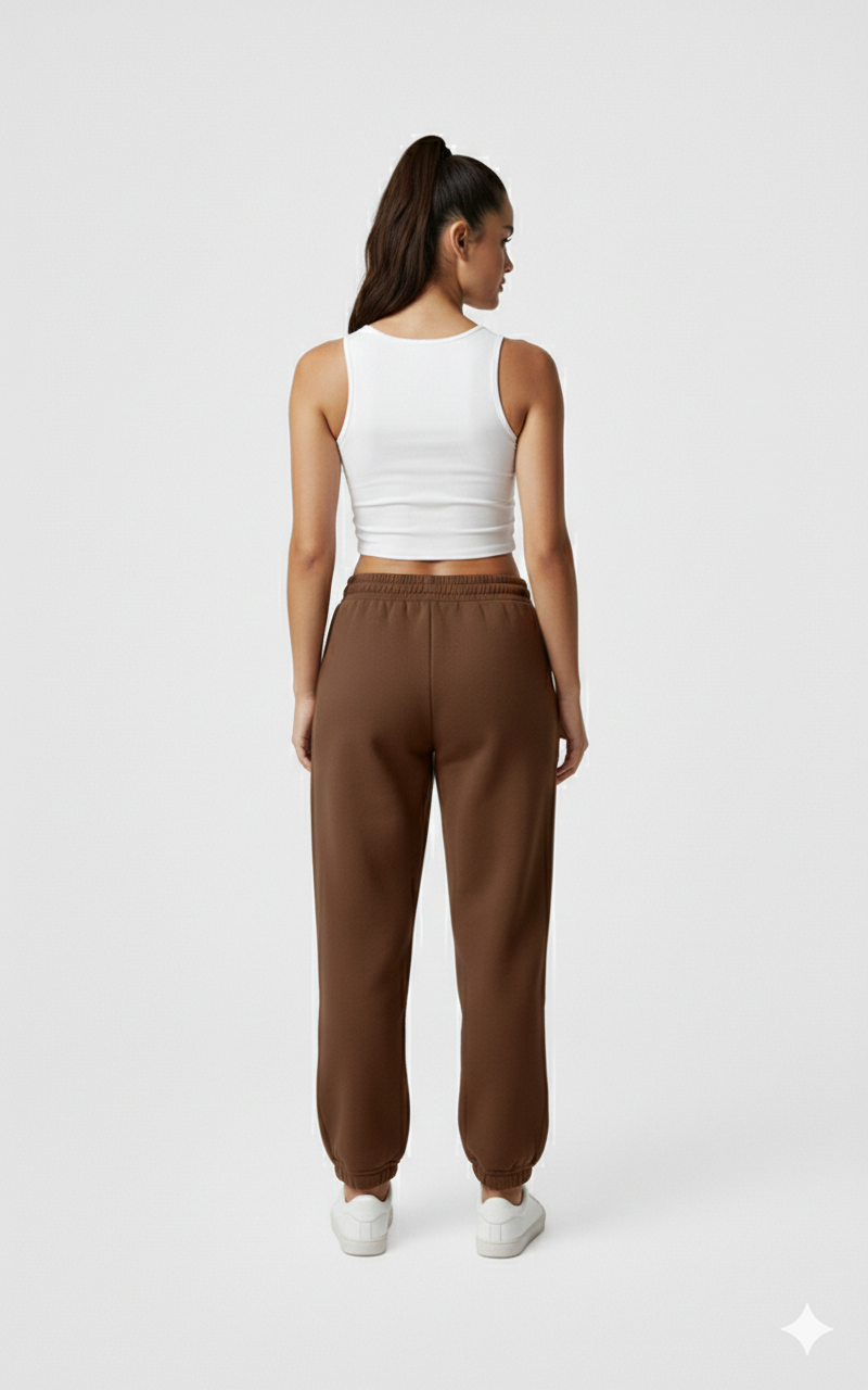 Pantalon Jogging Large en Coton Marron - Style Y2K Casual