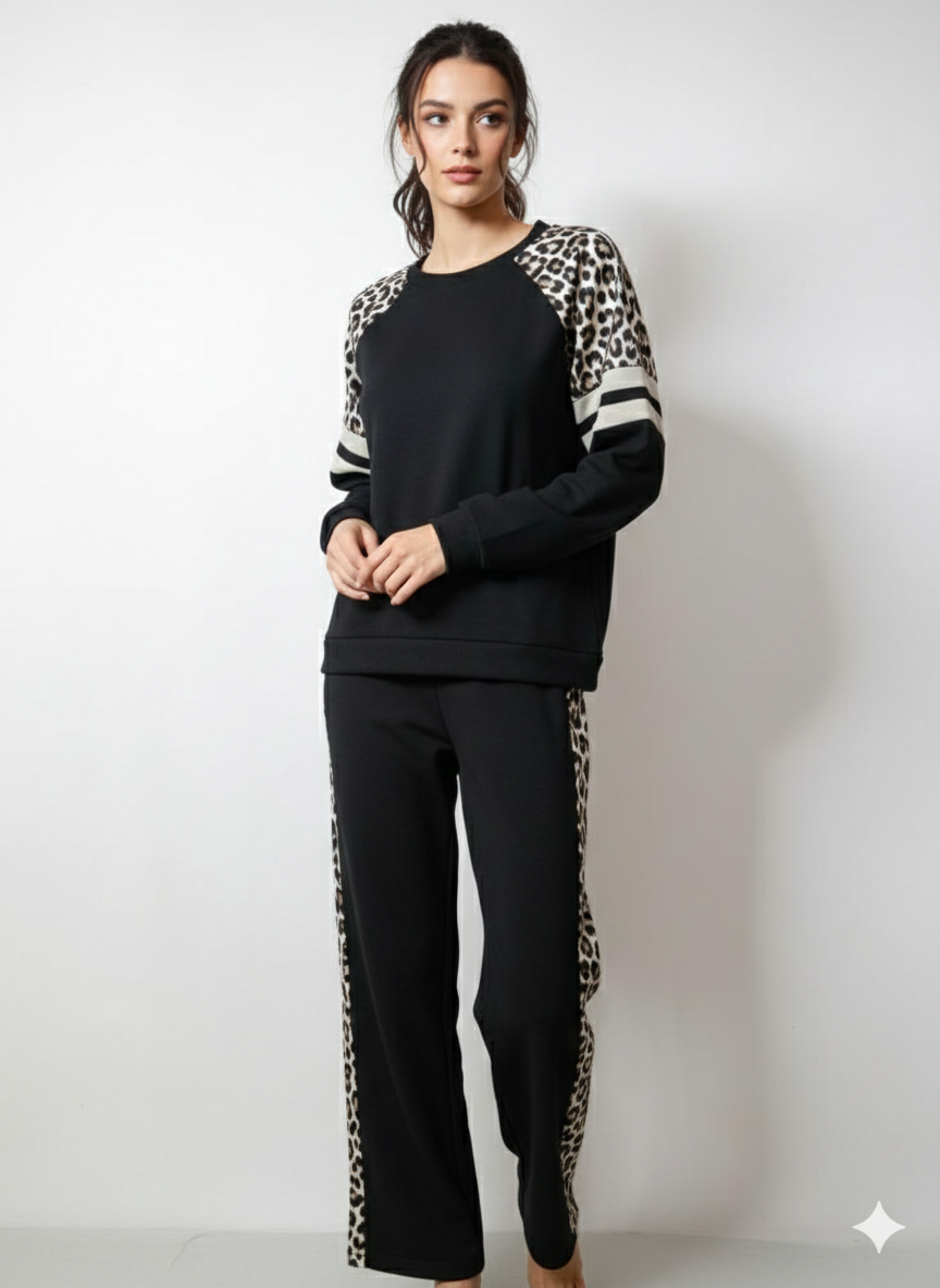Ensemble Survêtement Chill & Chic - Noir & Léopard