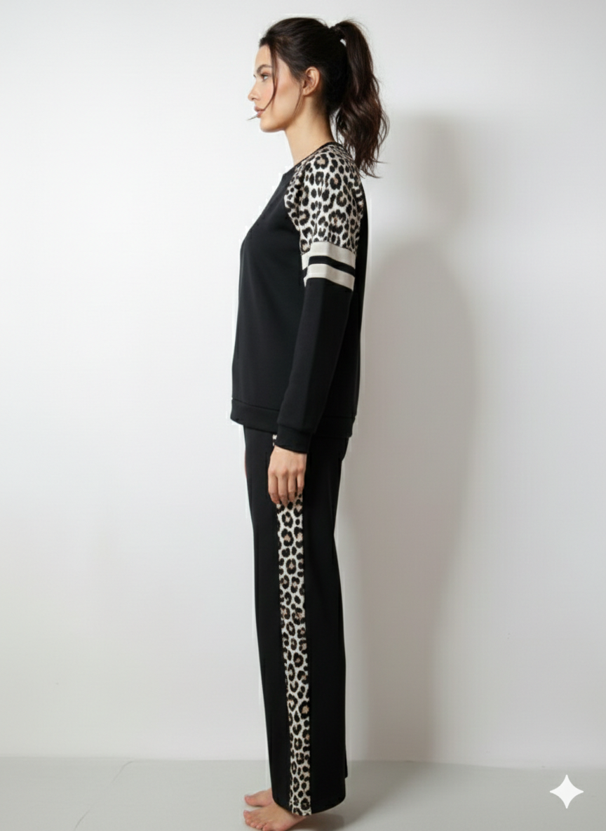 Ensemble Survêtement Chill & Chic - Noir & Léopard